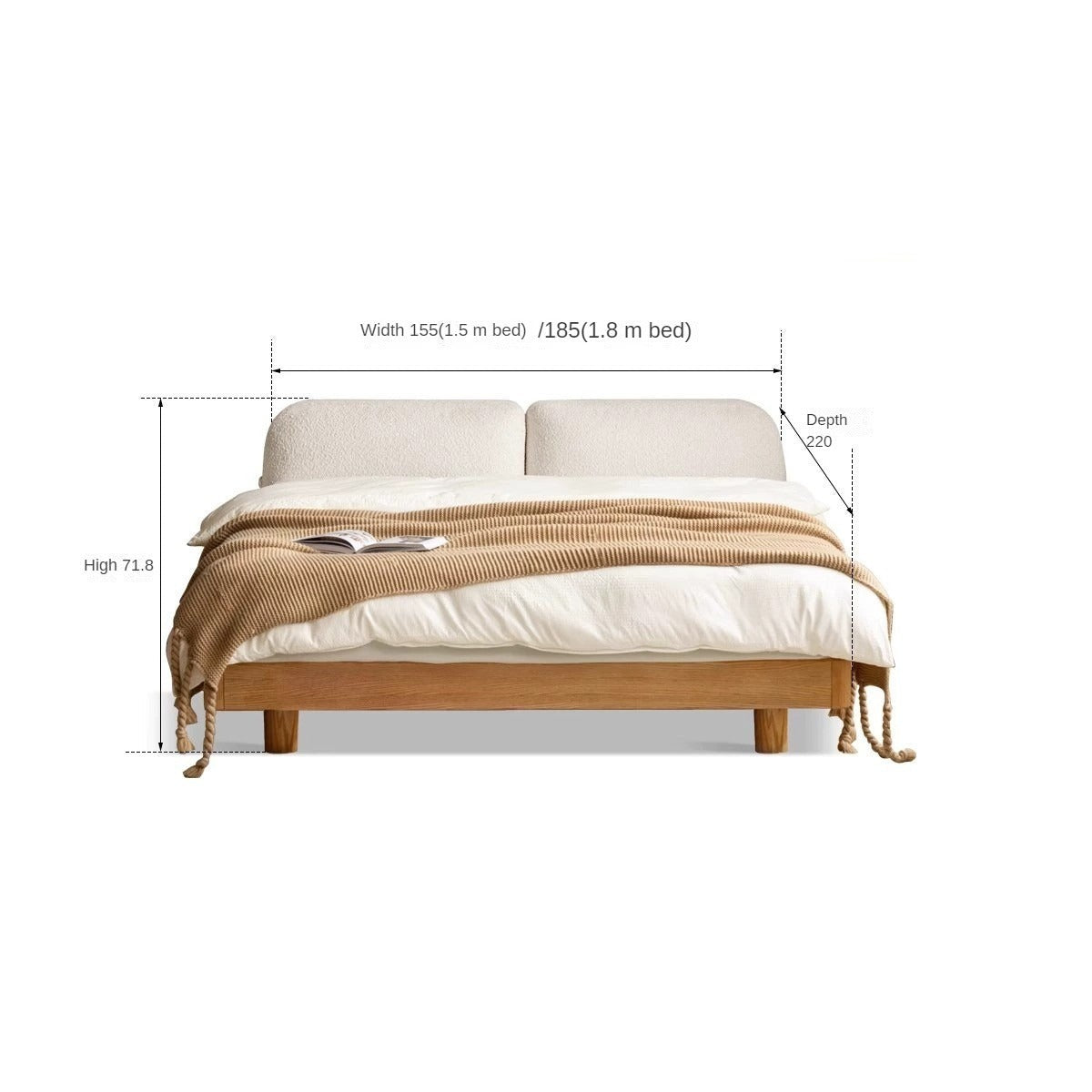 Oak Solid Wood Lamb Fleece Soft Suspension Cream Bed"