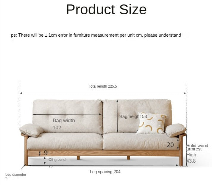 Oak solid wood fabric sofa modern