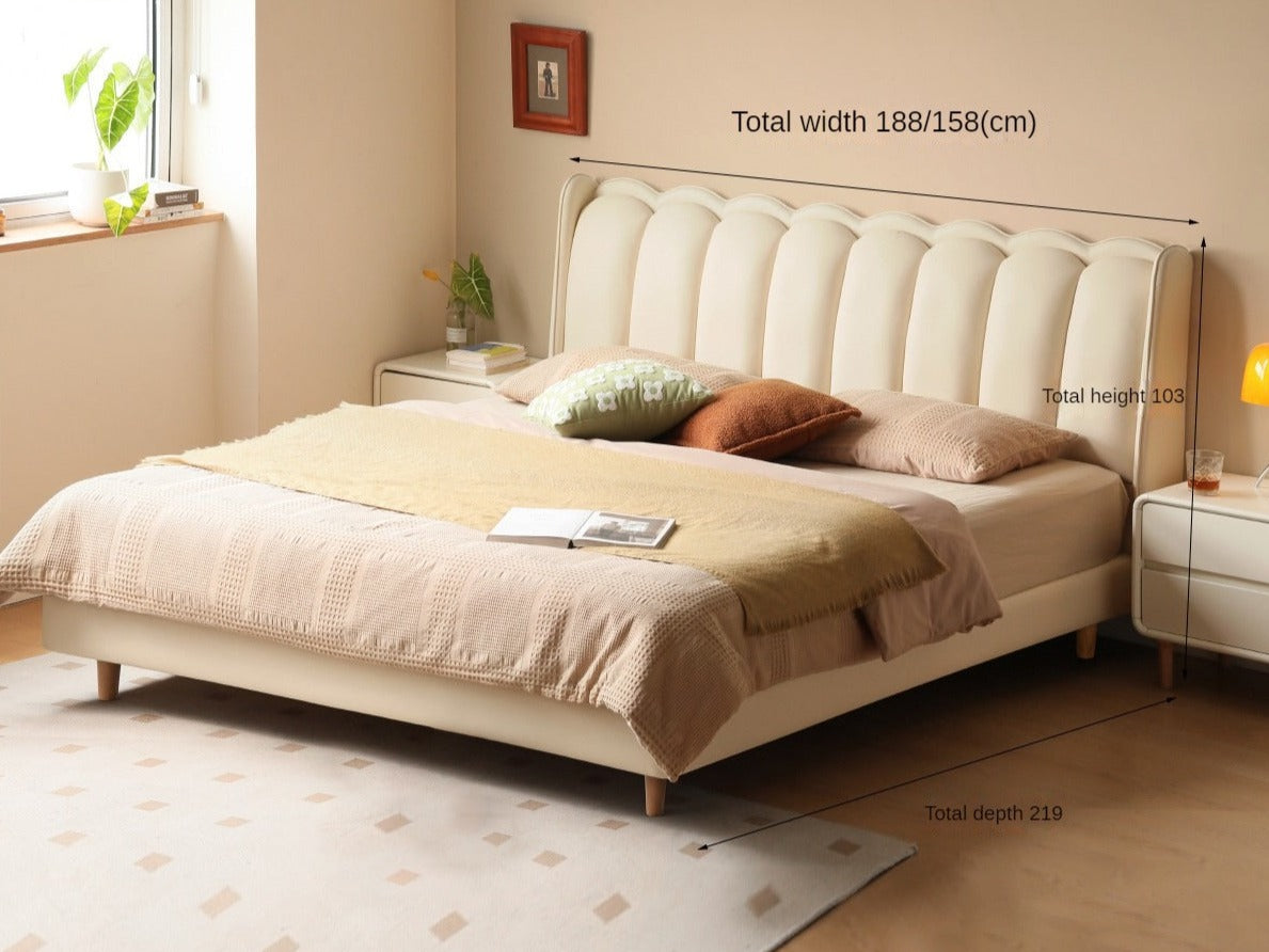 Organic leather Art Bed Cream Style Modern"