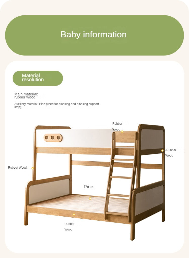 Rubber solid wood children's bunk bed