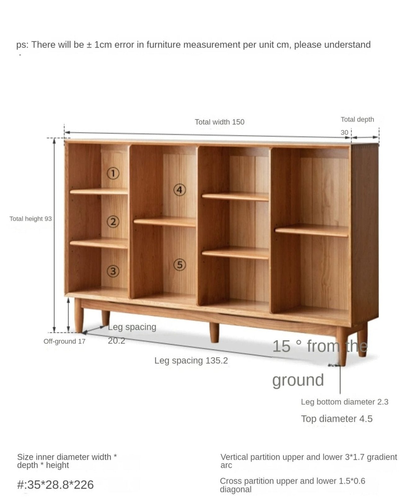 Cherry, Oak Solid Wood Bookshelf Lattice Cabinet