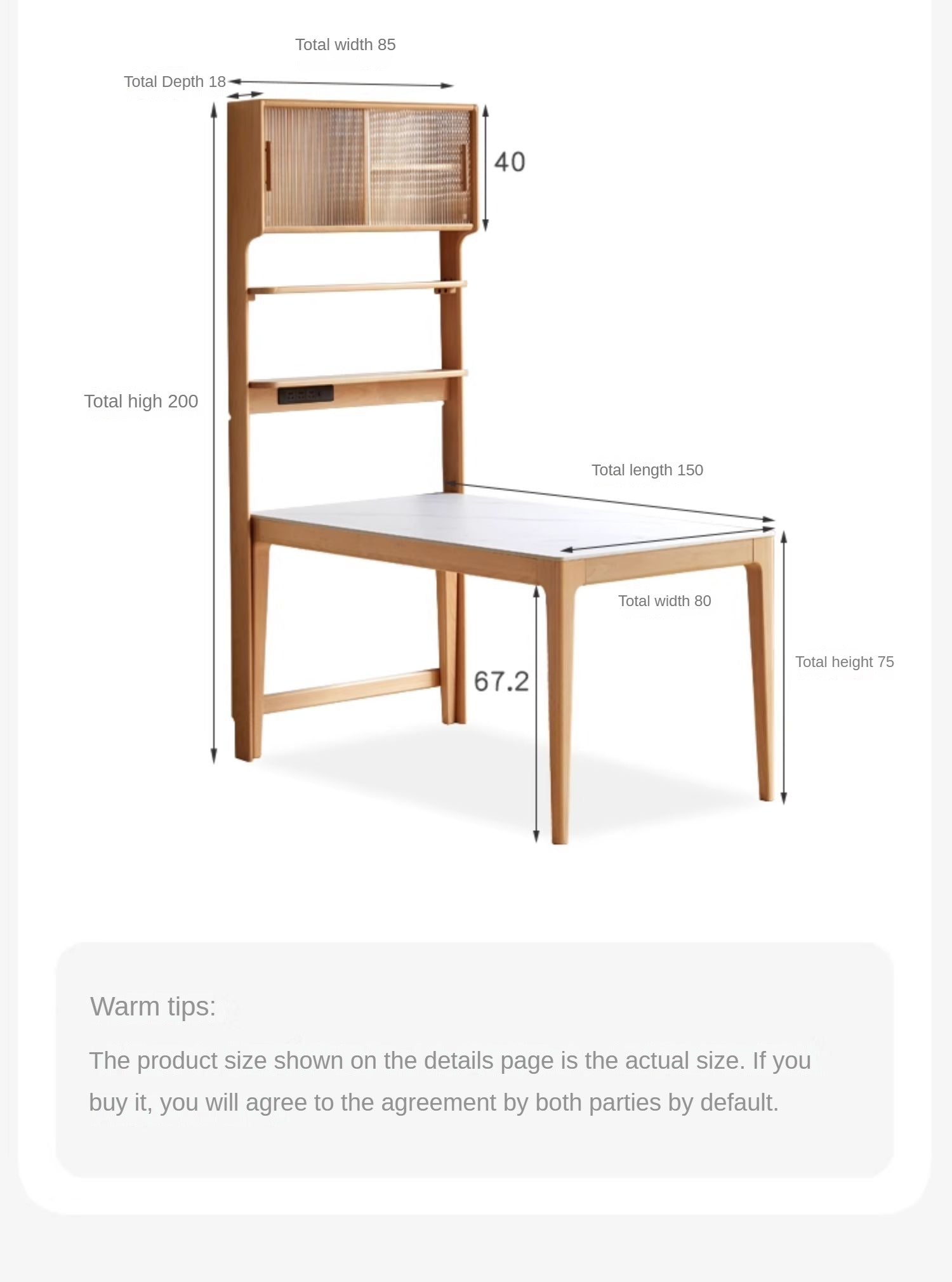 Beech Solid Wood Ultra-thin Dining Sideboard