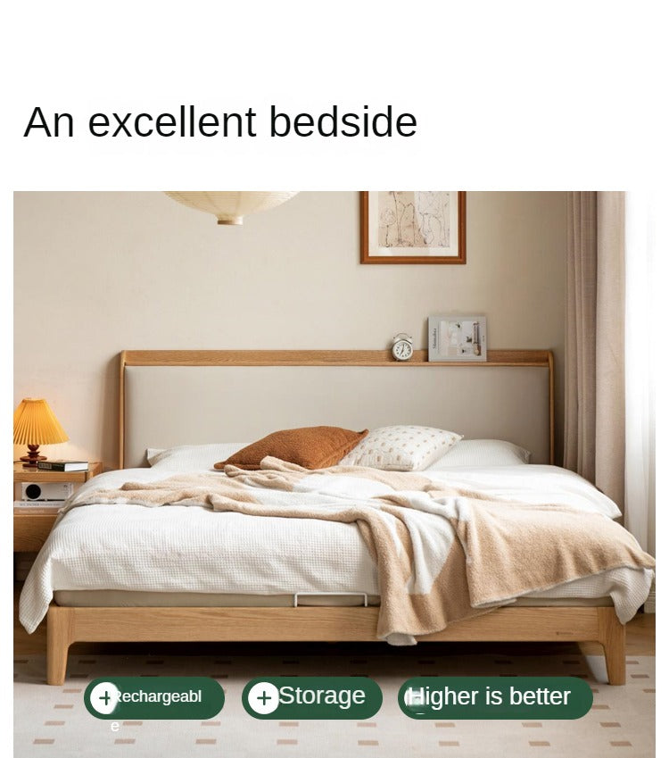 Oak solid Wood Technology Cloth Modern and Simple Bed<