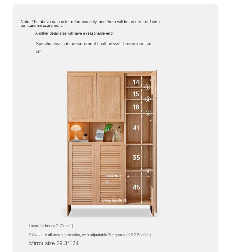 Oak Solid Wood Storage Locker Shoe Entrance Cabinet