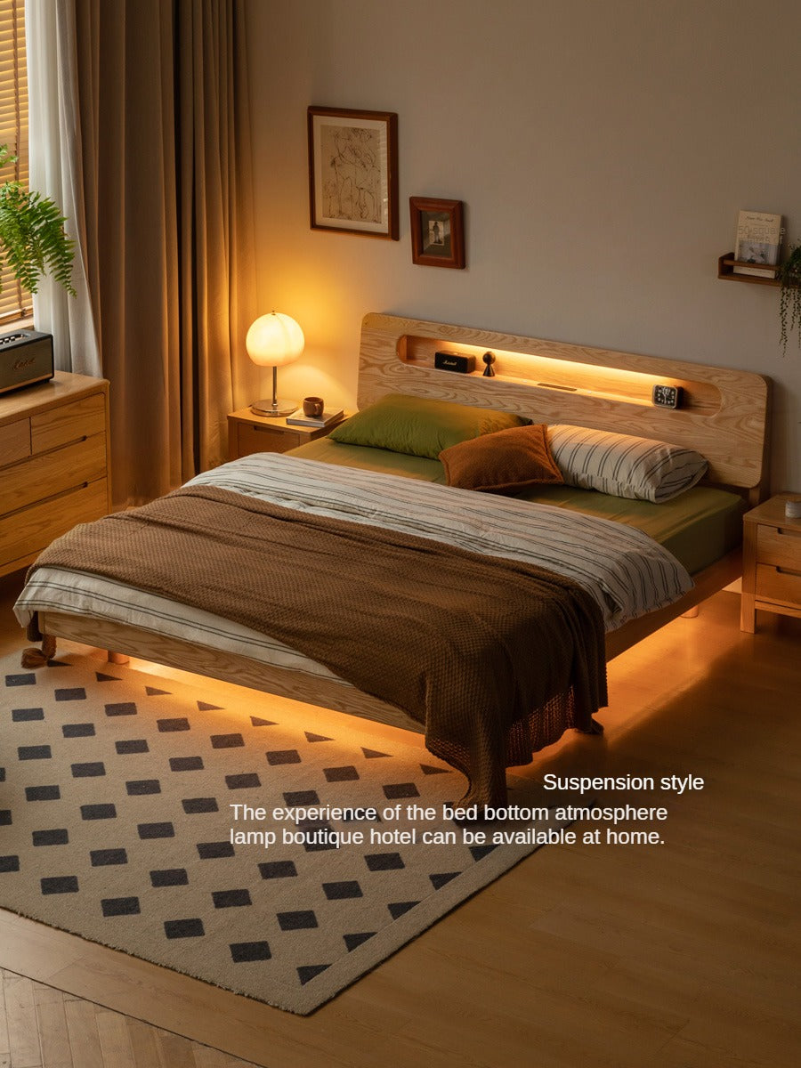 Oak Solid Wood Suspension Luminous Bed