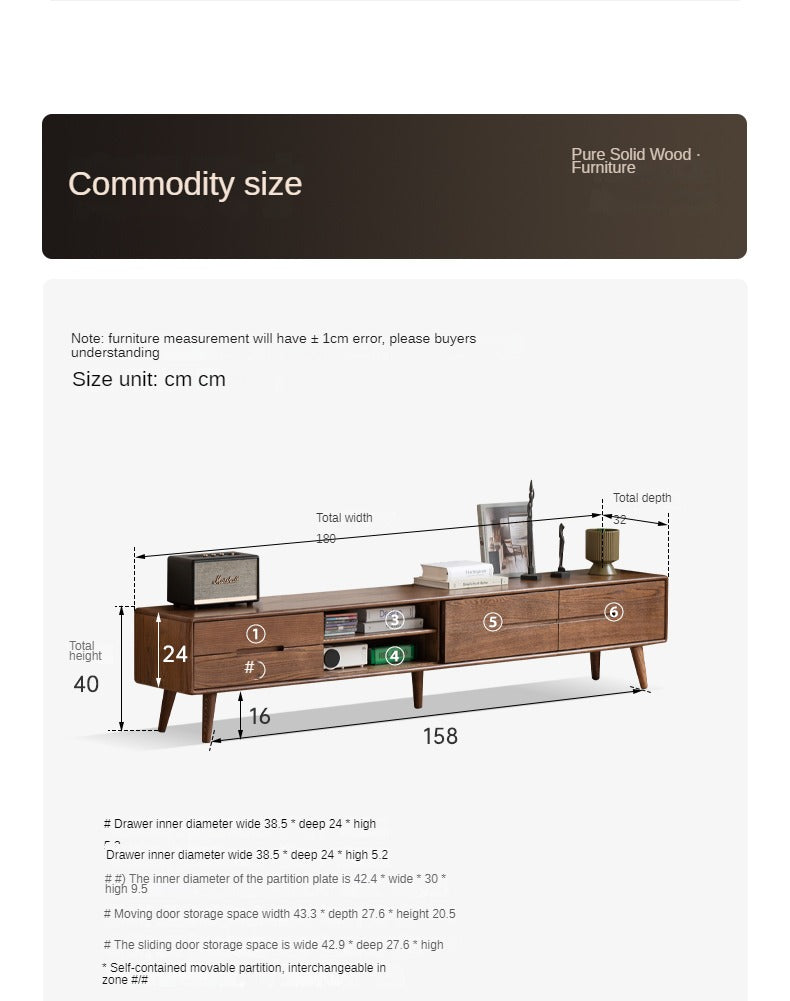 Oak Solid Wood TV Stand Sliding Door: