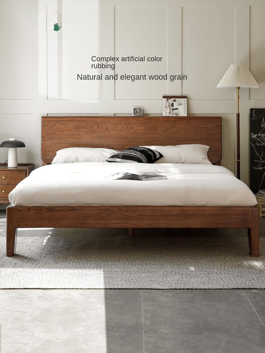 Ash, Oak solid wood bed Nordic modern simple bed