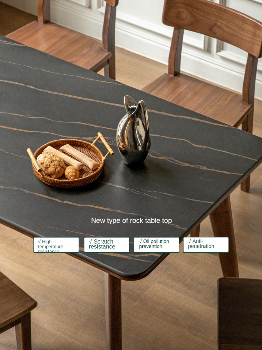 Black Walnut Solid Wood Rock Plate Nordic Dining Table