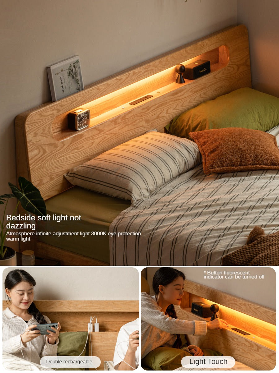 Oak Solid Wood Suspension Luminous Bed