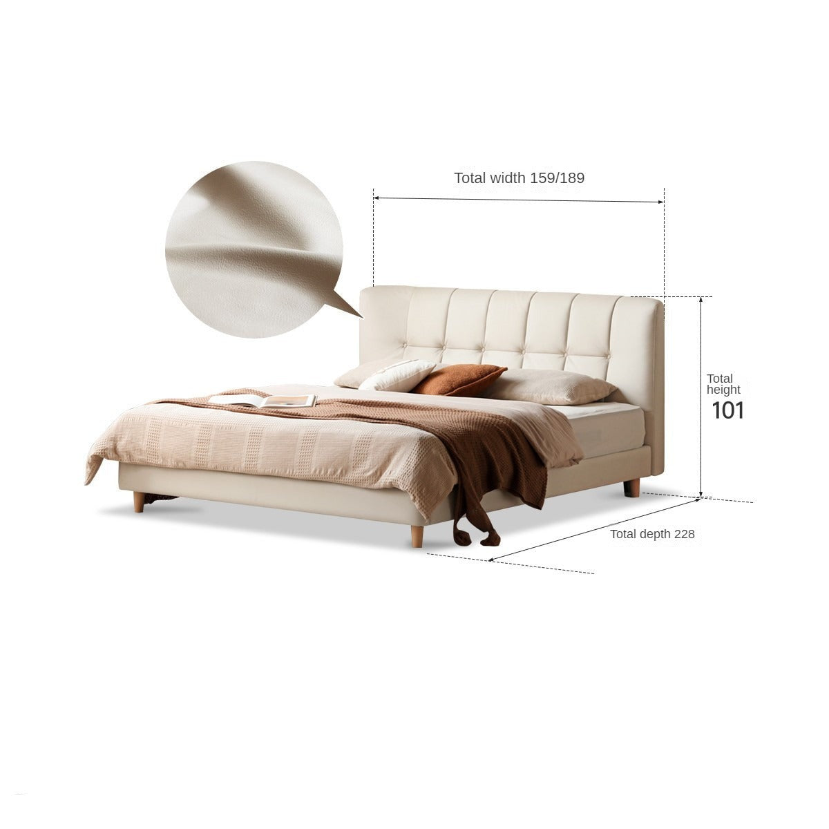 Technology cloth white cream style edge bed"