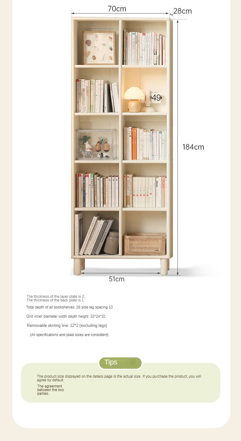 Poplar Solid Wood Bookcase Free Combination Cream Style<