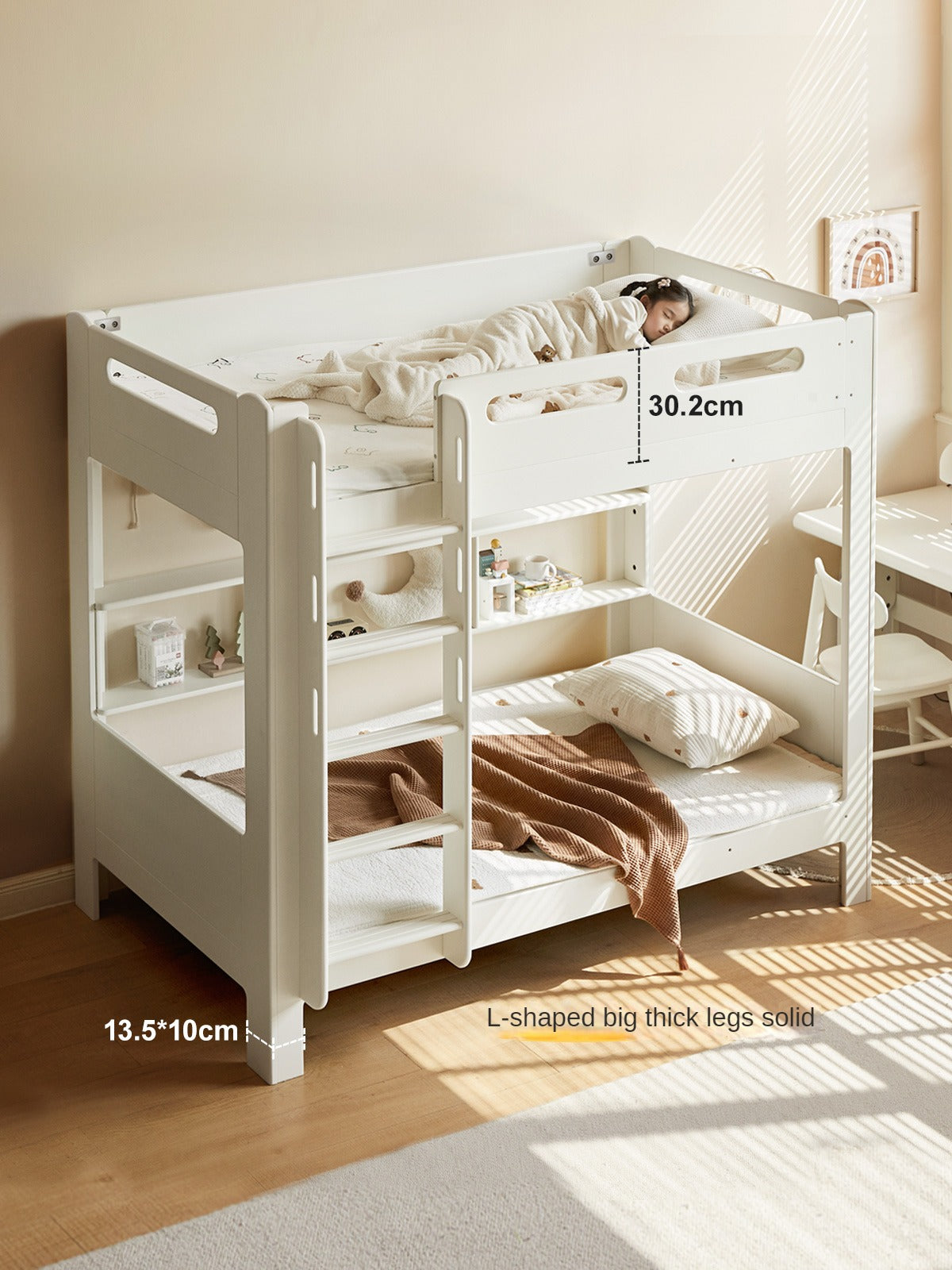 Poplar solid wood bunk bed cream style<