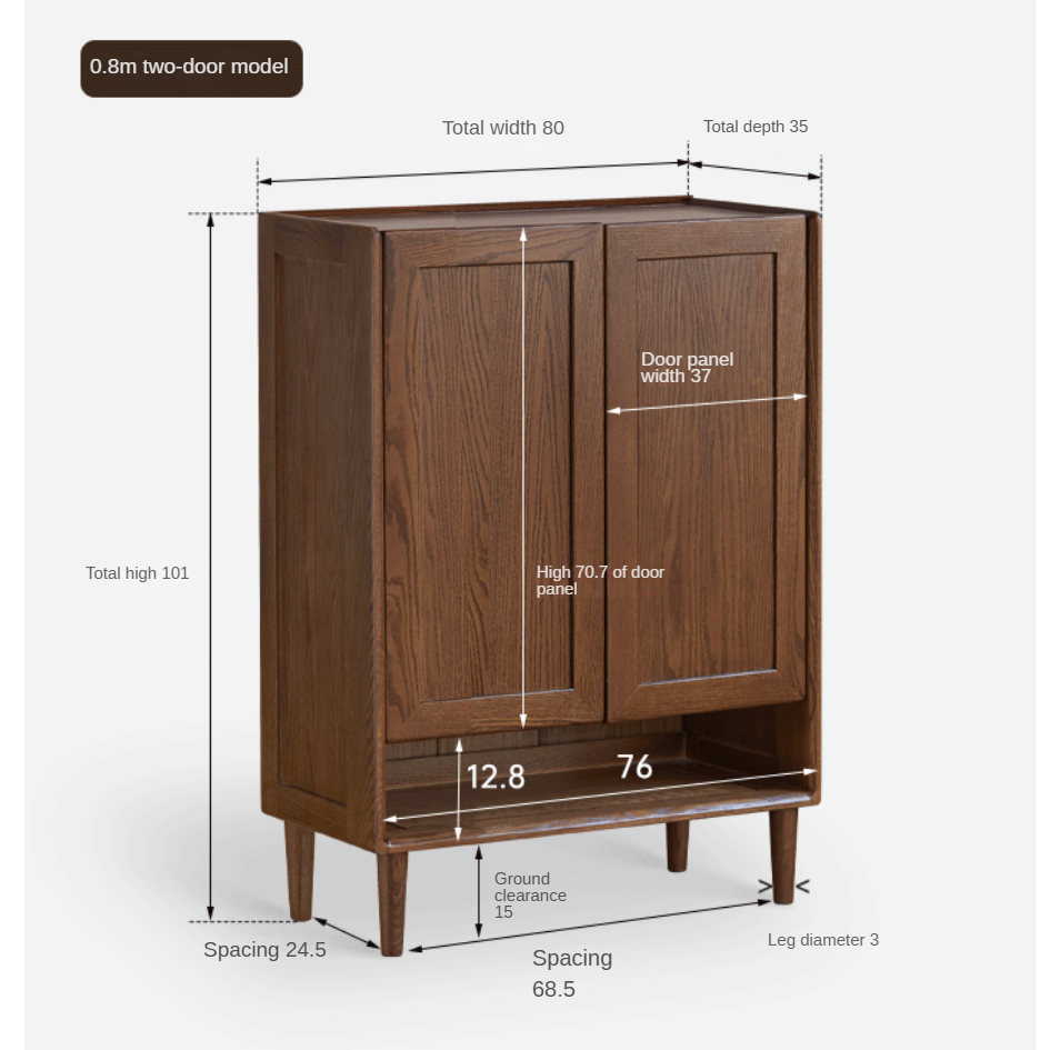 Oak solid wood large capacity shoe cabinet