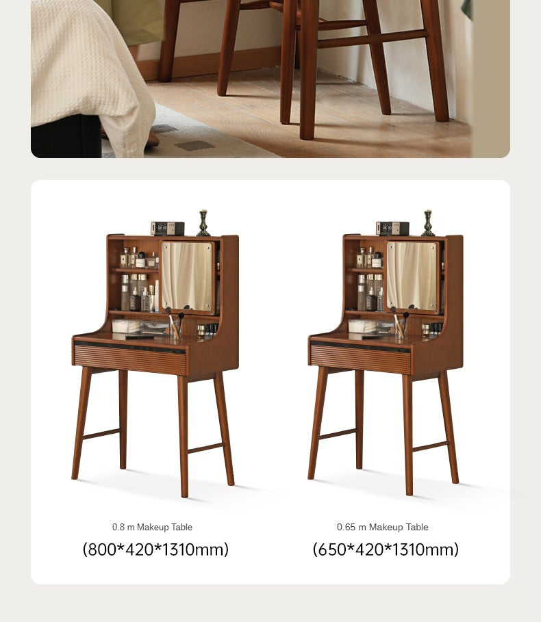 Poplar Solid Wood teak color retro Makeup Table