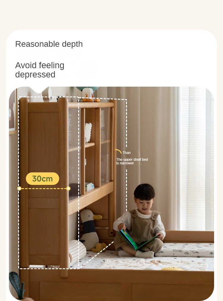 Beech Solid Wood Children's Cabinet Integrated Bed