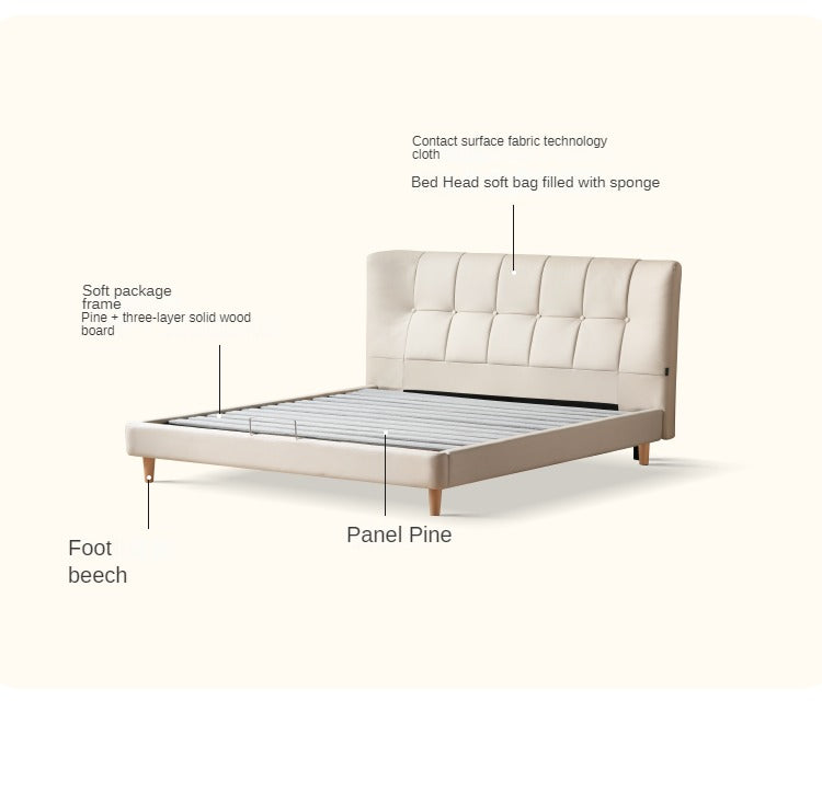 Technology cloth white cream style edge bed.