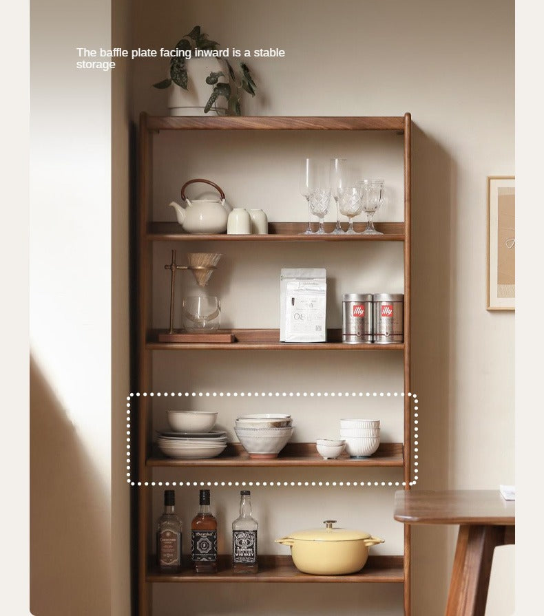 Black walnut solid wood bookshelf can be combined bookcase display cabinet wall shelf
