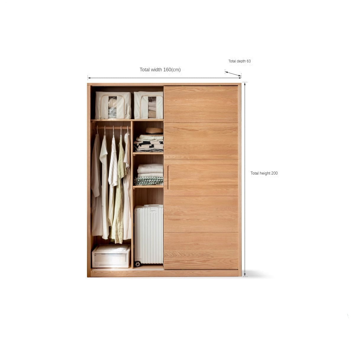 Oak solid wood sliding door wardrobe-