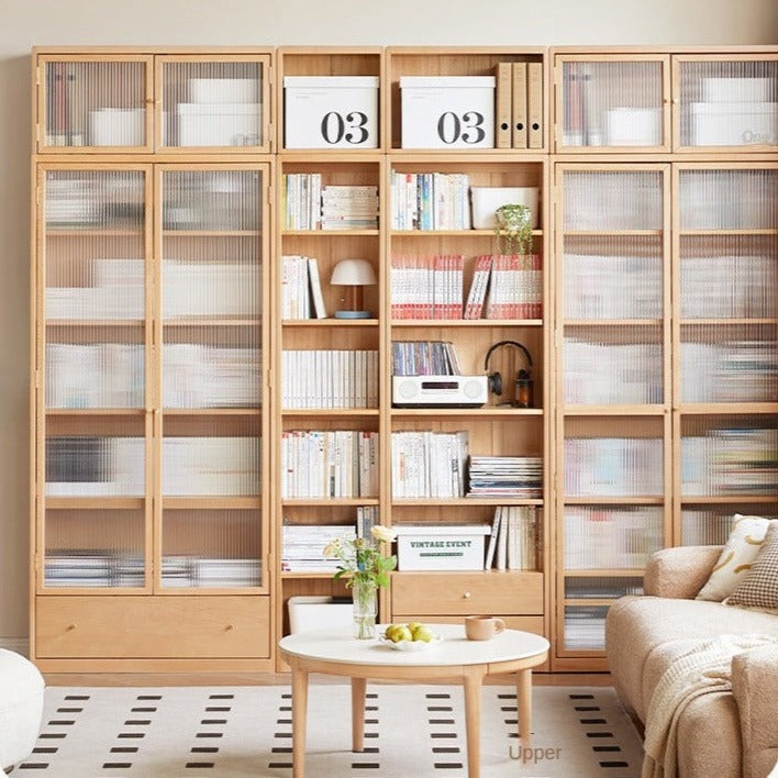 Beech European solid wood bookcase combination cabinet -