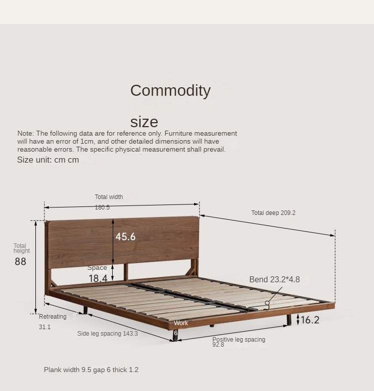 Black walnut solid wood suspended bed<