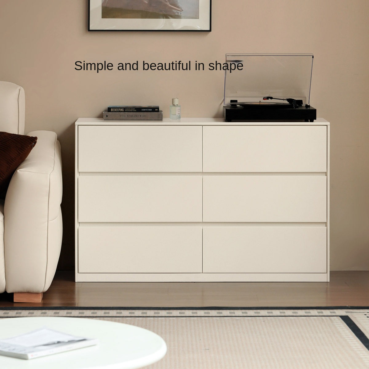 Rubber Solid Wood Cream Style Chest of Drawers