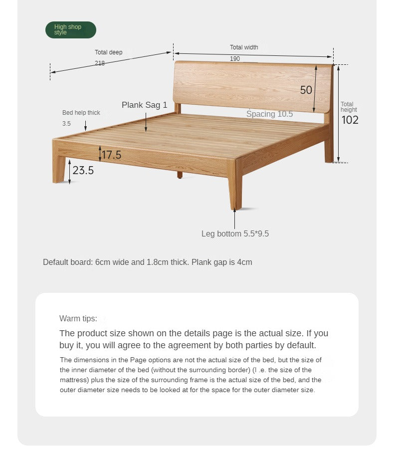 Oak Solid wood Bed Nordic Modern