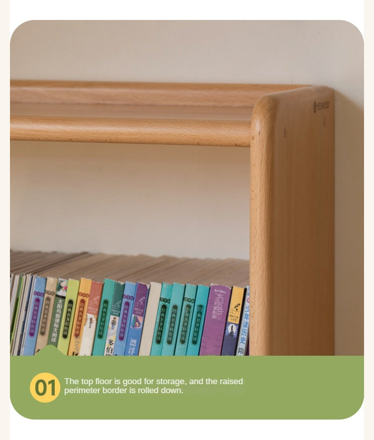 Beech solid wood children's desk bookshelf integrated