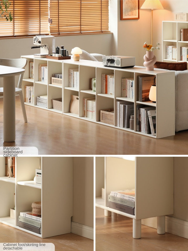 Solid Wood Bookcase White Cream Style Bookcase Free Combination Grid ...