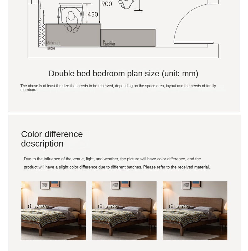 Oak Solid Wood High Back Large Bed