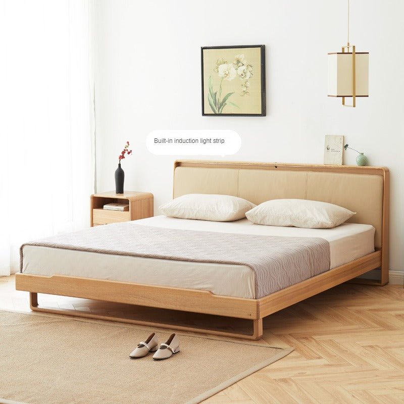 Ash solid wood soft back bed Nordic modern<