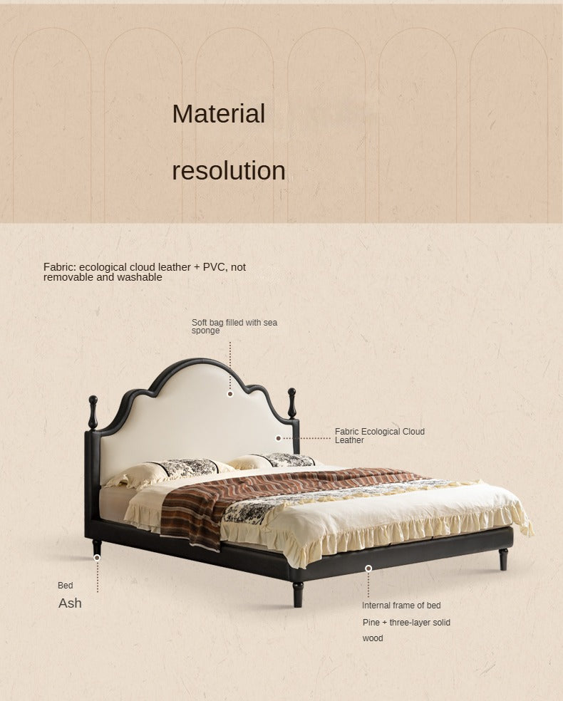 Ecological Cloud Leather Soft King Bed French Retro