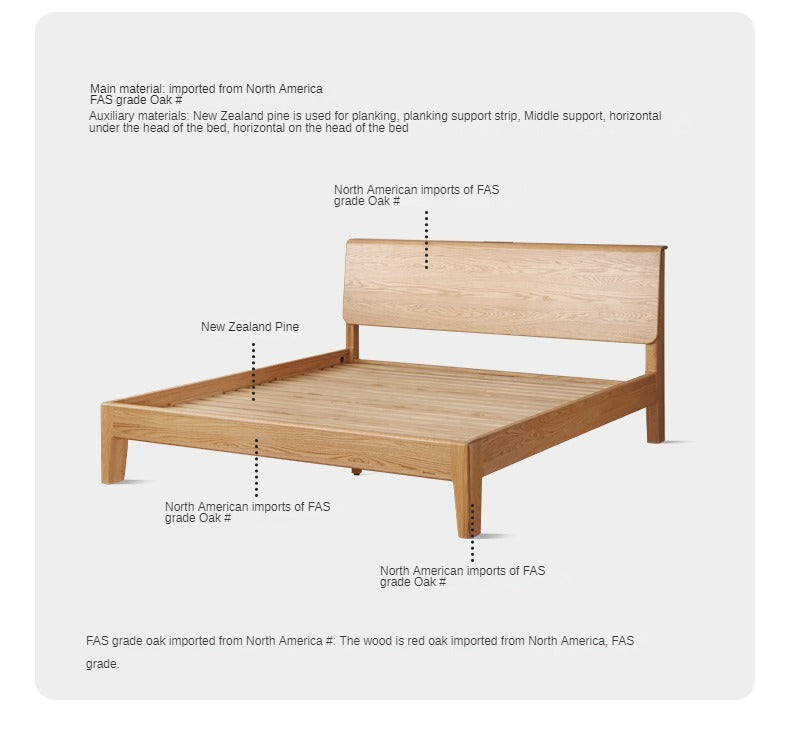 Oak Solid wood Bed Nordic Modern