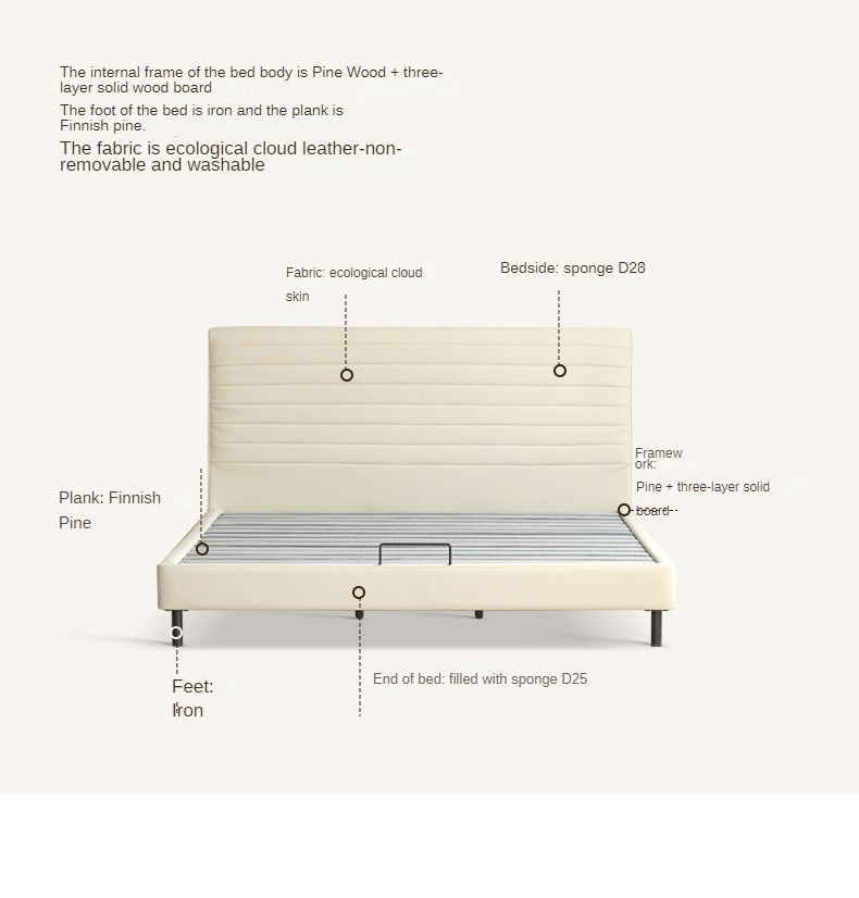 Fabric soft bed Italian cream style<