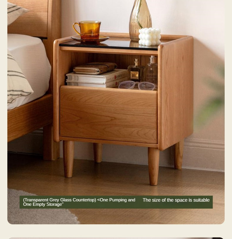 Cherry Solid Wood Retro Nightstand