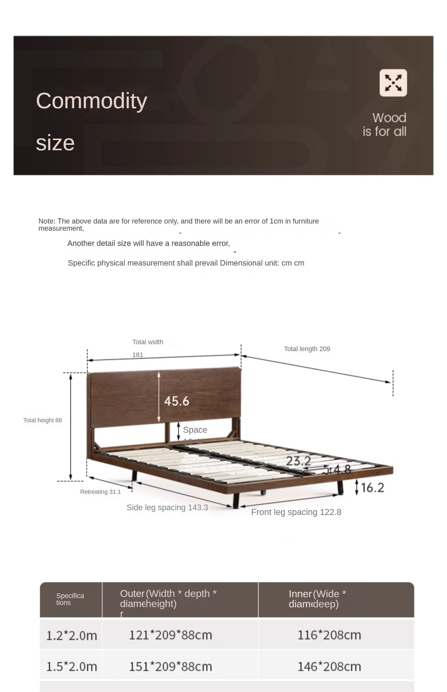 Oak Solid Wood Suspended Bed