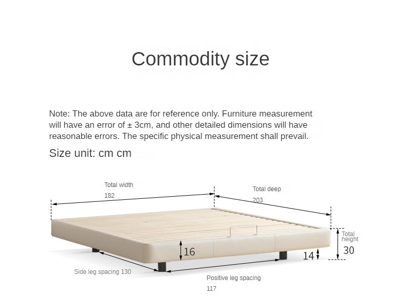 Leather platform bed, headboard-free floating bed cream style<