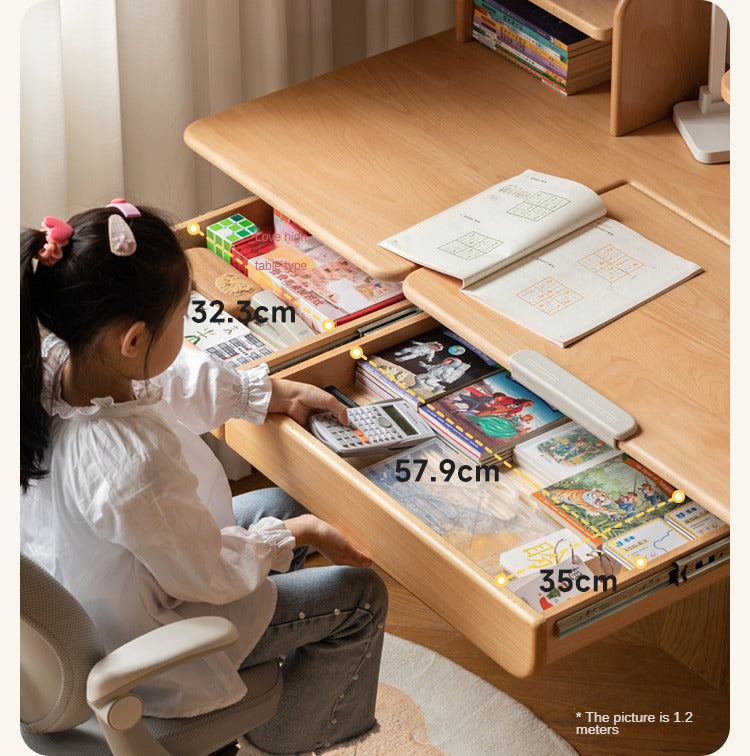 Beech Solid Wood Hand Crank Lift Children's Study Table