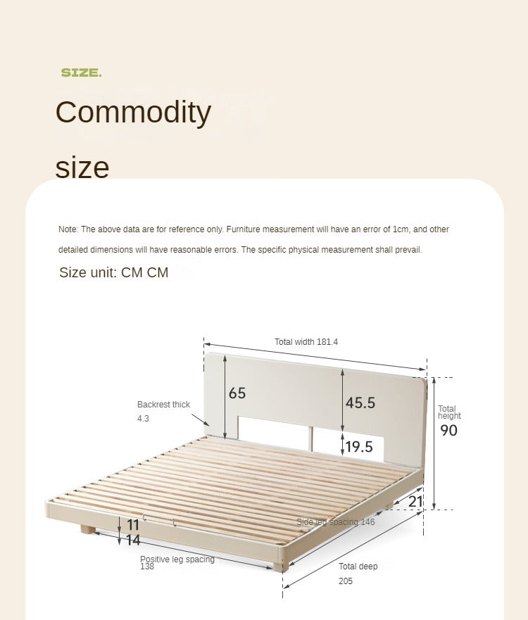 Poplar solid wood bed modern simple cream style<