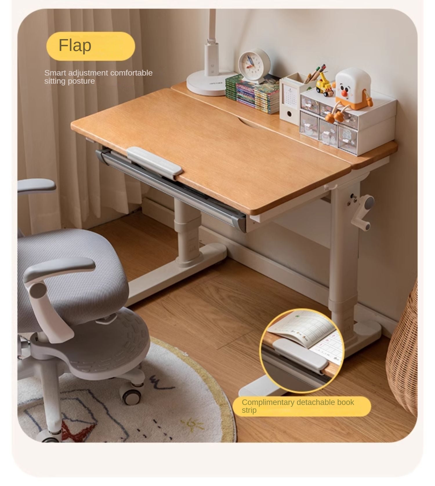 Beech Solid Wood children's Lifting Study Desk