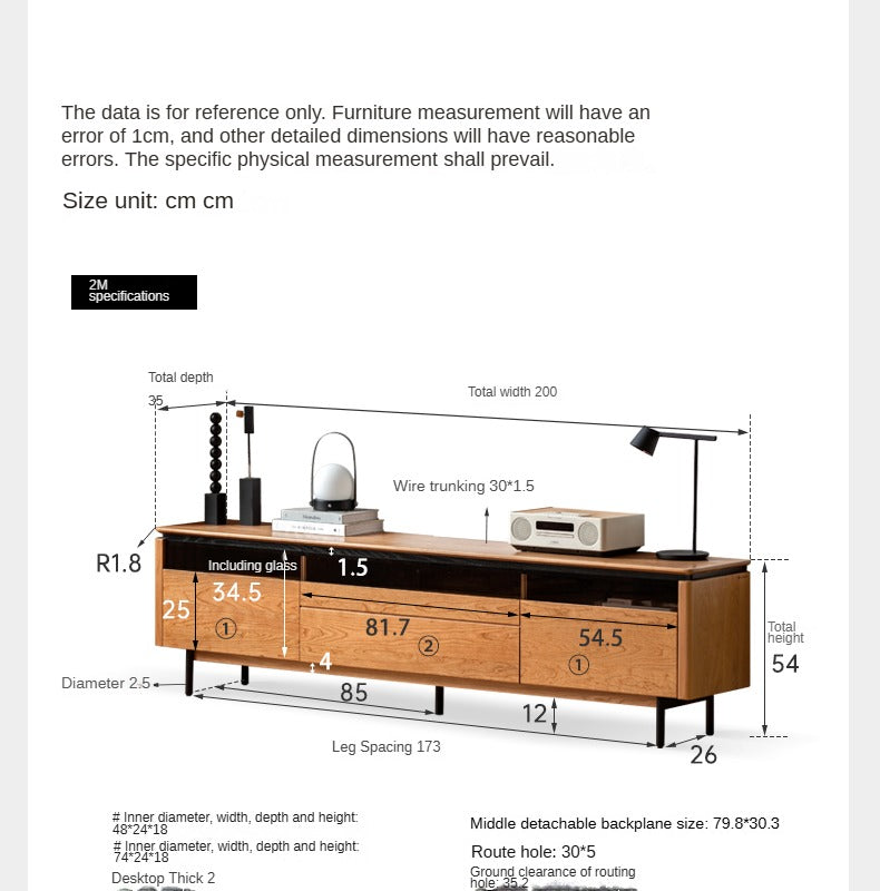 Cherry solid wood TV cabinet modern simple