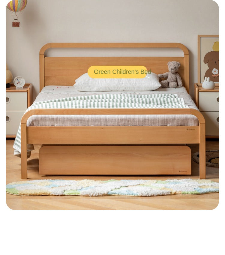 Oak solid wood floor bed with pulley toddler bed<