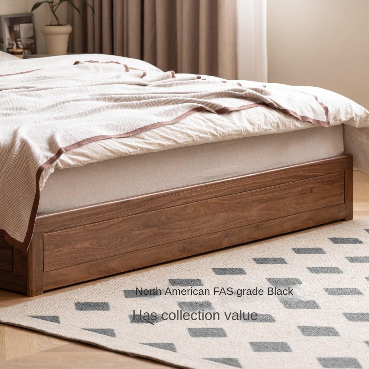 Black walnut solid wood storage box bed technology cloth soft back_)