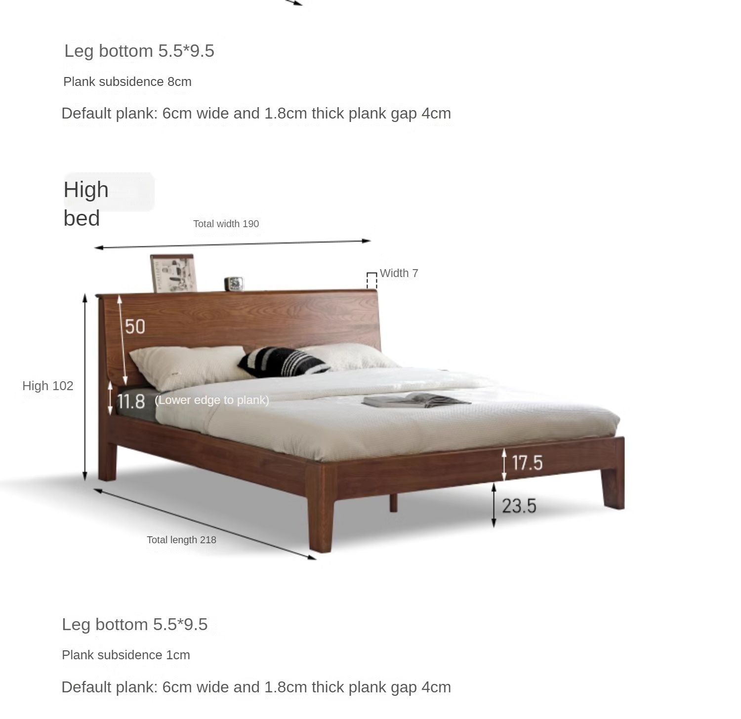 Ash, Oak solid wood bed Nordic modern simple bed