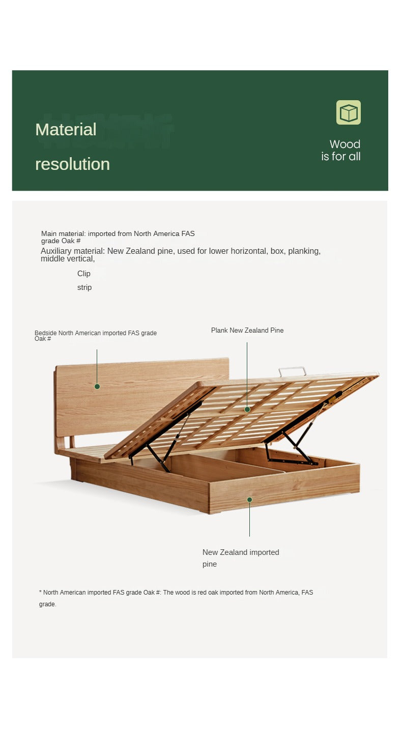 Oak Solid Wood Suspended Storage Box Bed