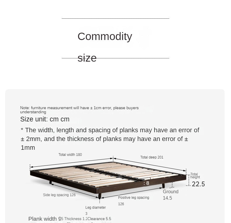 Oak Solid Wood Bed Simple platform bed, headboard-free bed<