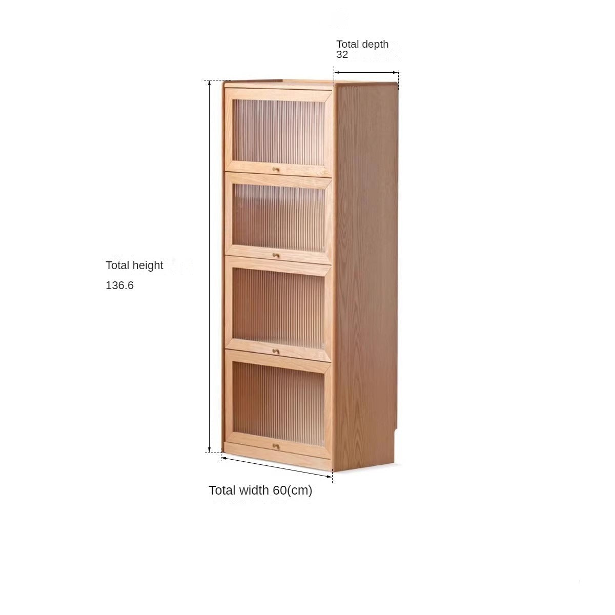Oak solid wood Flip-up door bookcase combination cabinet