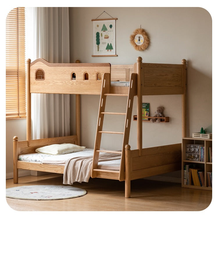 Oak Solid Wood Children's Bunk Bed.