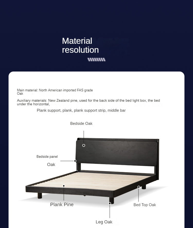 Oak Solid Wood Smart Cyberpunk Suspended Black Bed<