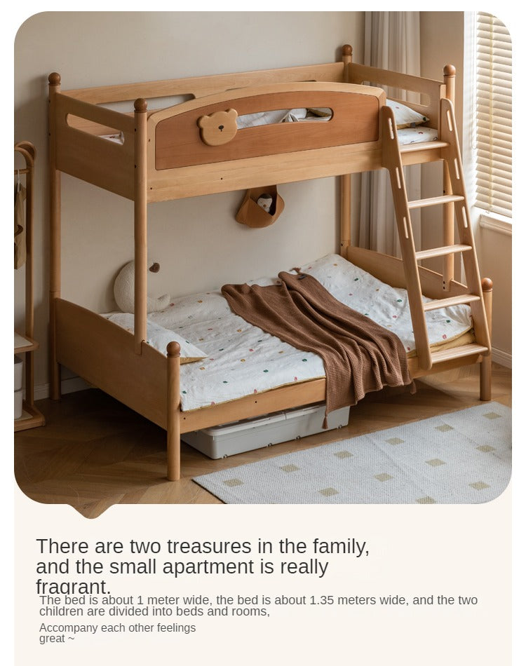 Beech solid wood children's bunk bed.