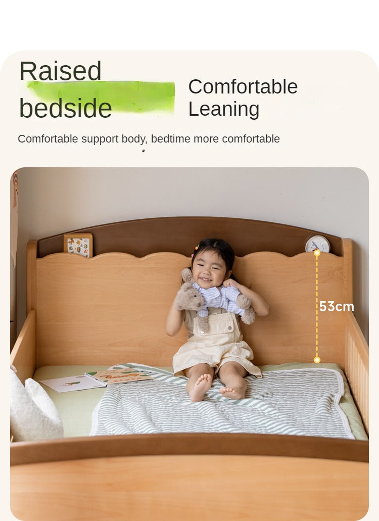 Beech Solid Wood Children's with Light Guardrail Bed